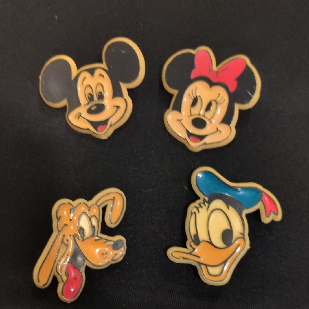 Retro Disney Character Pins Set - Mickey, Minnie, Donald, Pluto